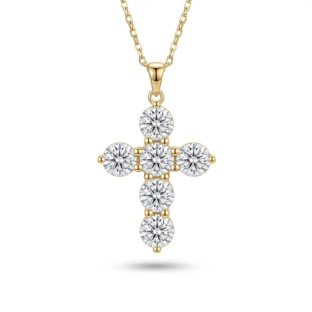 Faith 3 Carat Cross Necklace in Yellow Gold