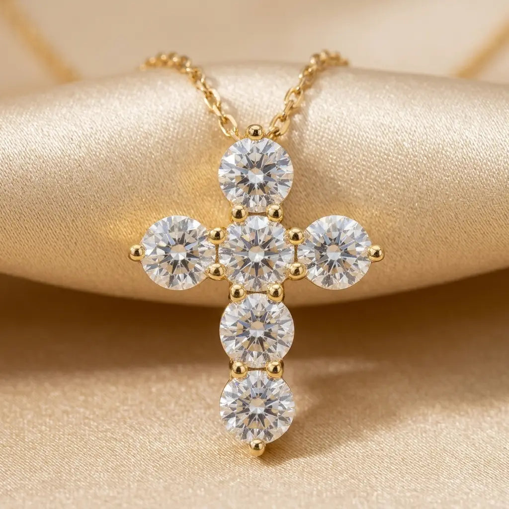 Faith 3 Carat Cross Necklace in Yellow Gold