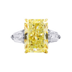Fancy Yellow Radiant Ring With Side Bullet-Shaped Diamonds