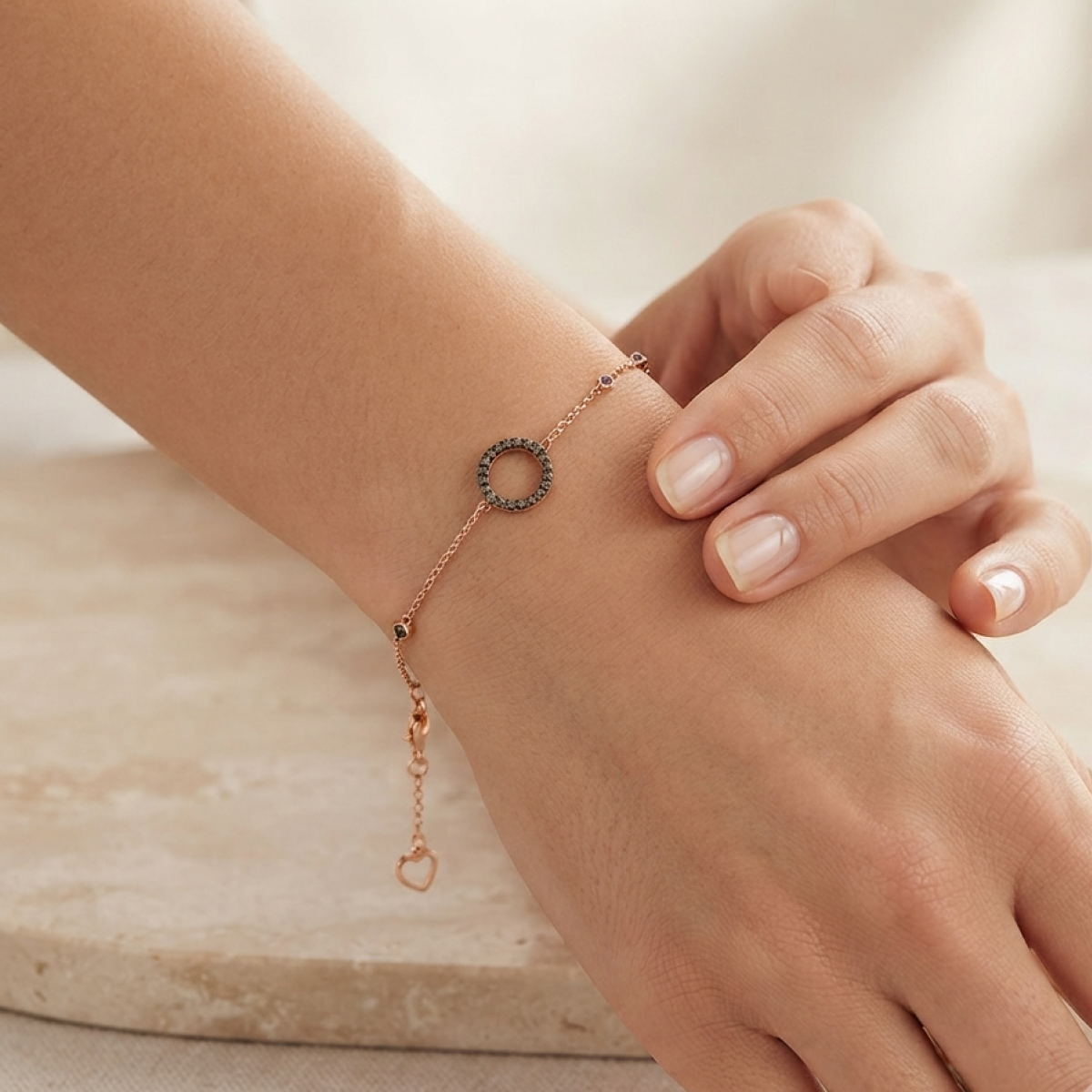 14K Rose Gold Diamond Chain Bangle