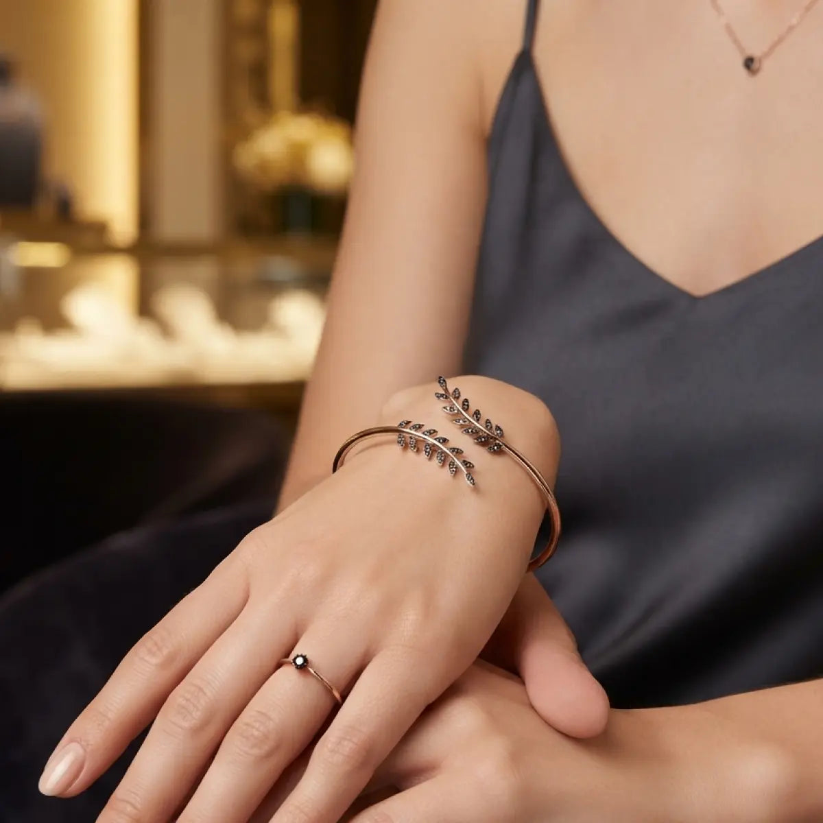 14K Rose Gold Diamond Cuff Bangle