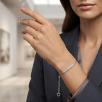 14K White Gold Diamond Chain Bangle