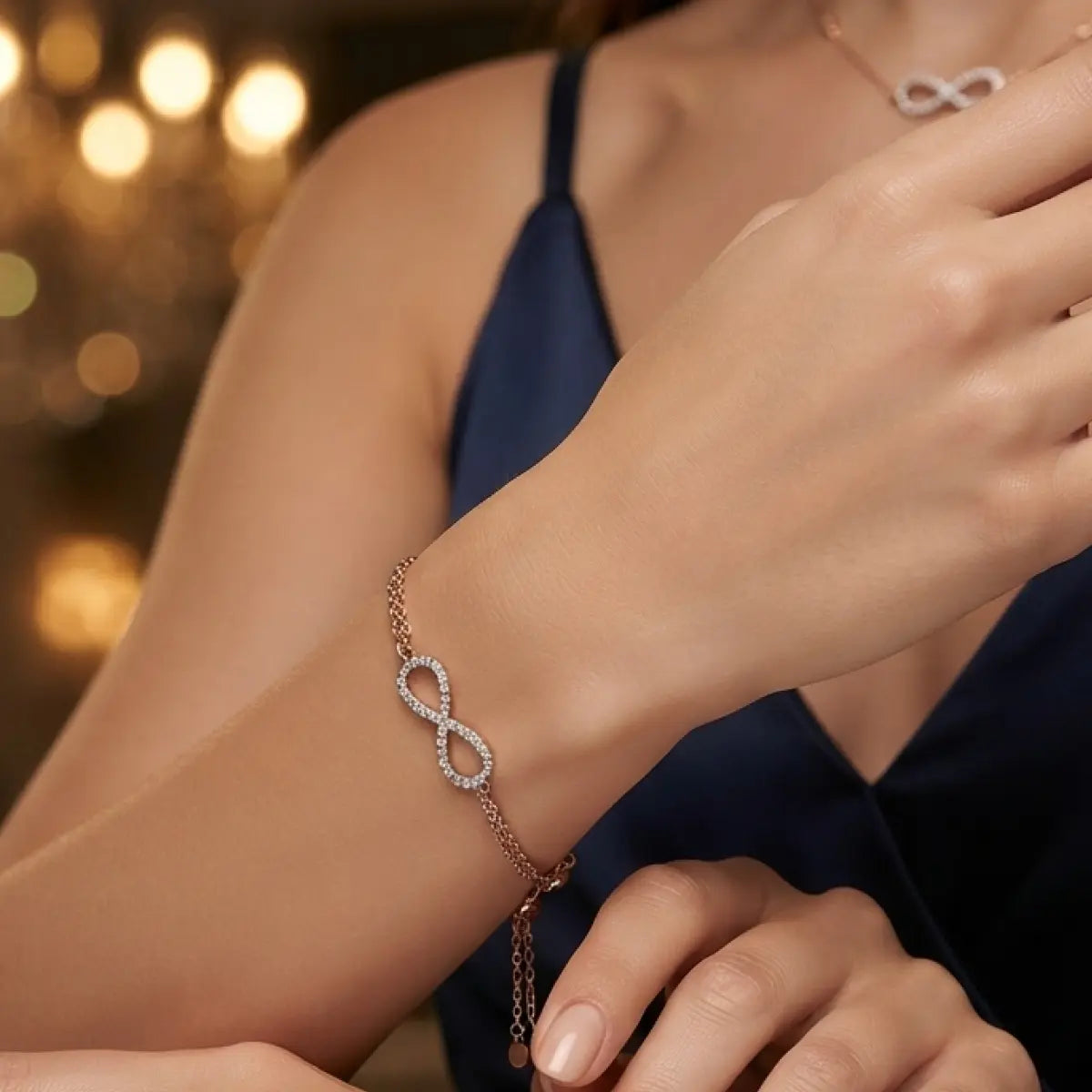 14K Rose Gold Diamond Chain Bangle