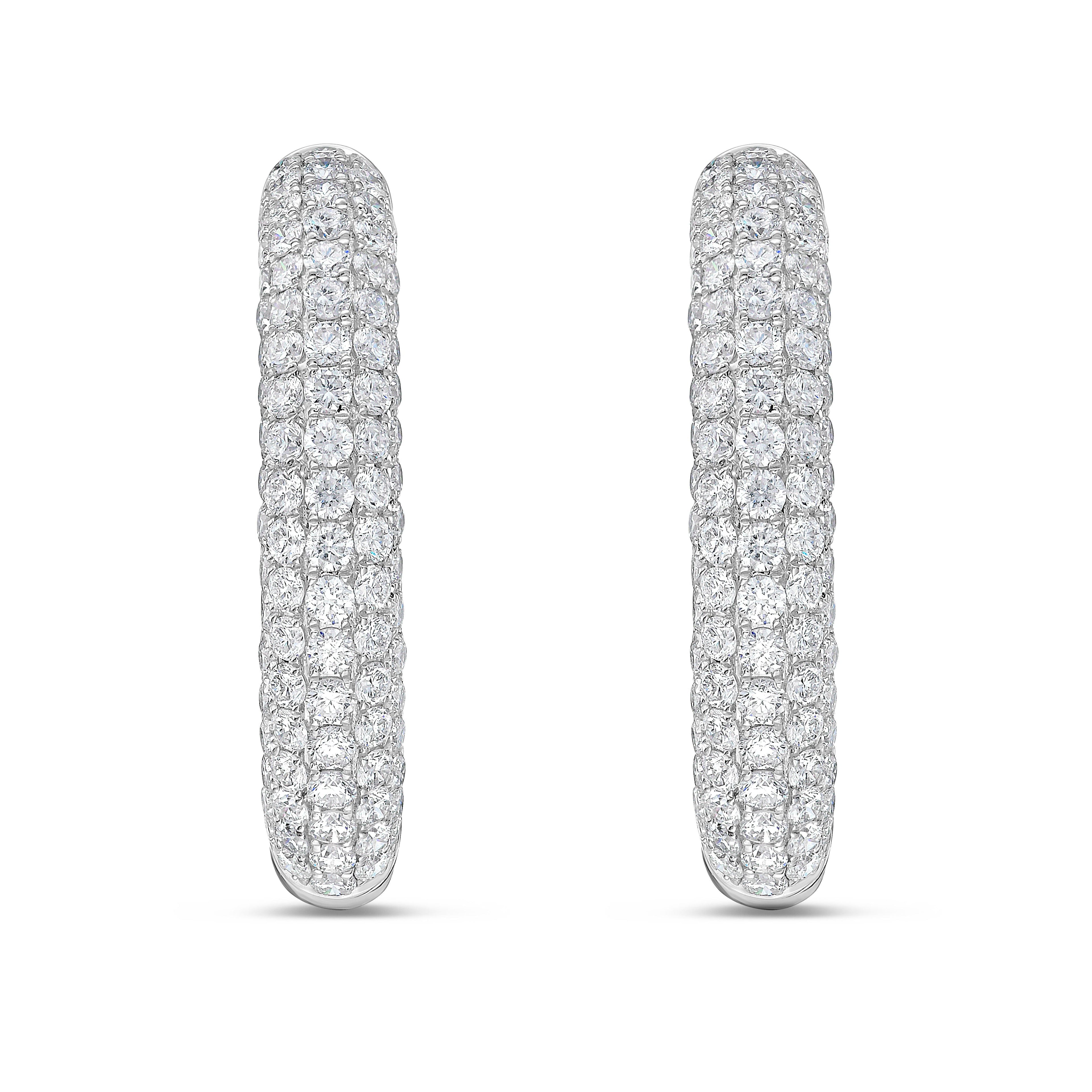 Lab Grown Diamond Five Row Pave Hoop Earrings