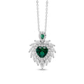 Flaming Heart Necklace in Emerald