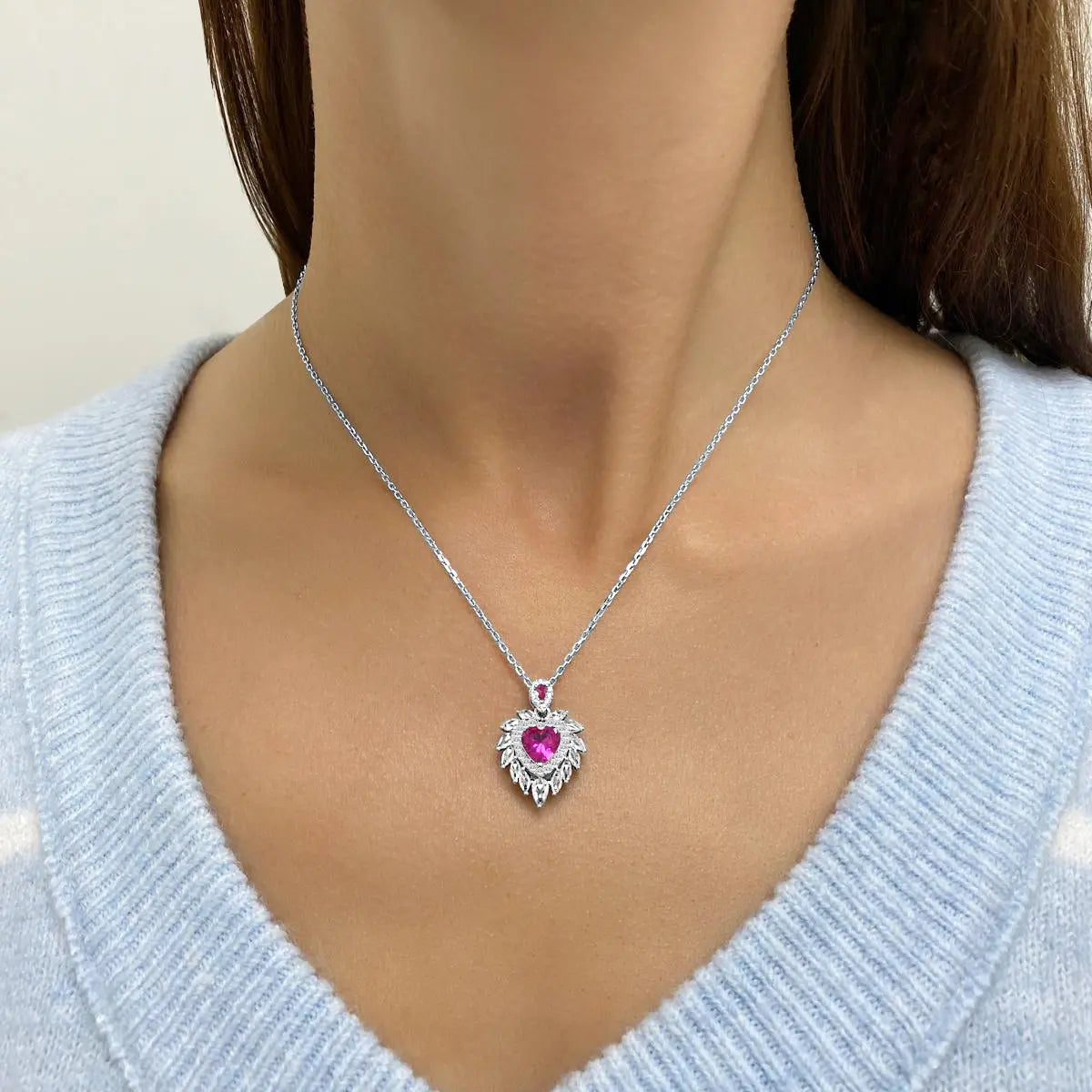 Flaming Heart Necklace in Emerald