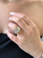 Lab-Grown Emerald Cut Bezel Ring with Cadillac Sides, 18K Gold