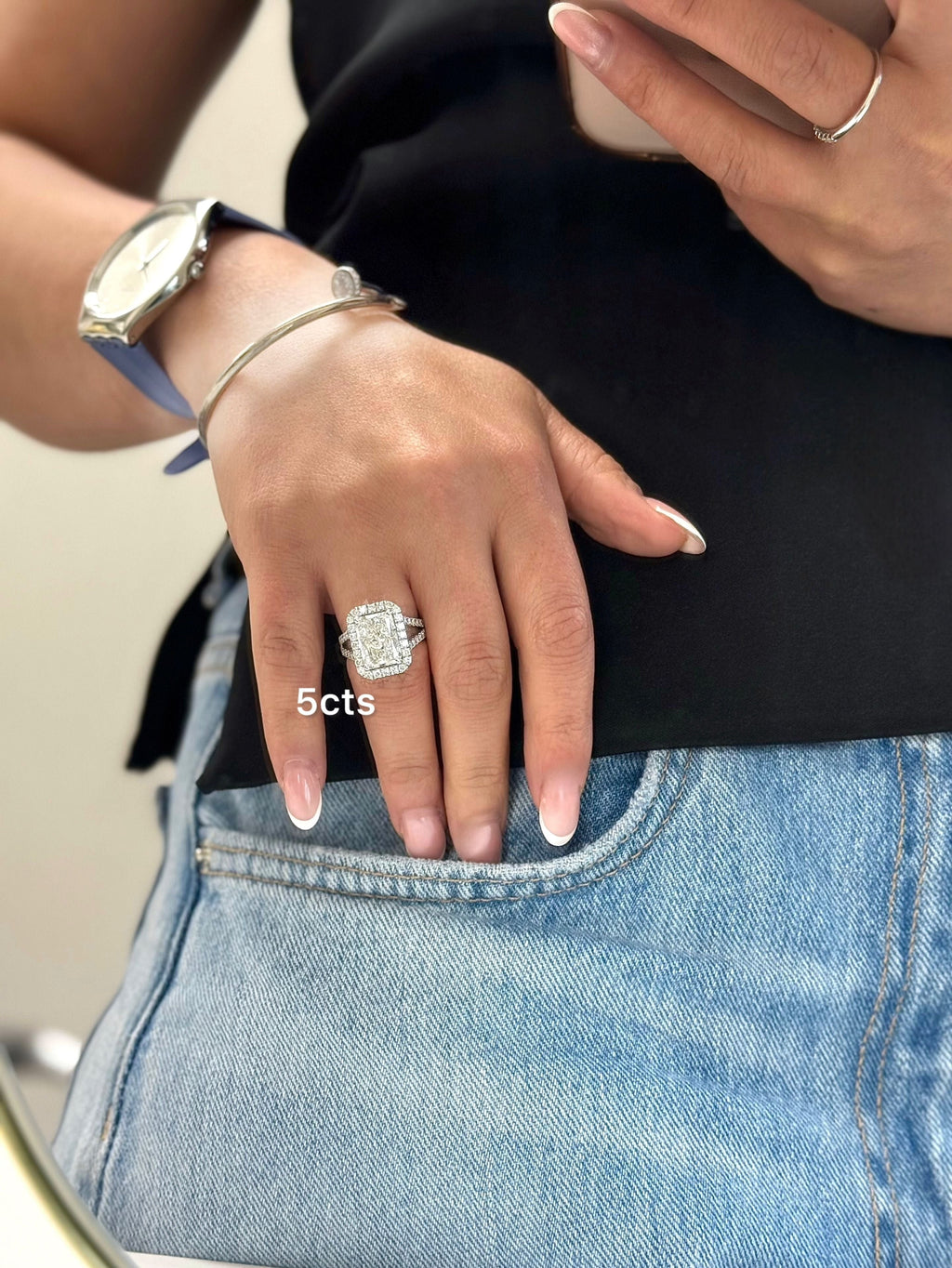Lab-Grown Radiant Halo Diamond Engagement Ring