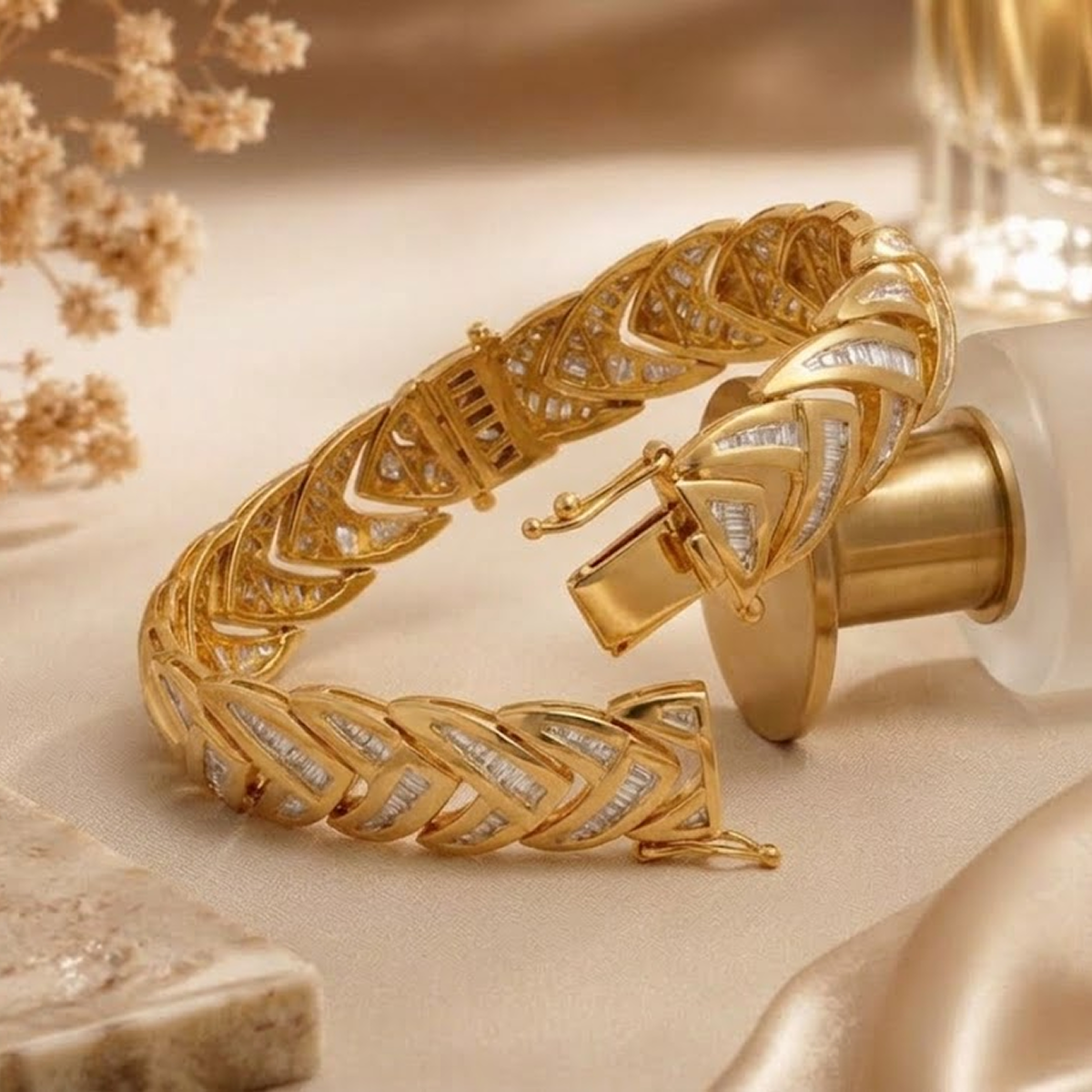 Baguette Diamond Link Bracelet