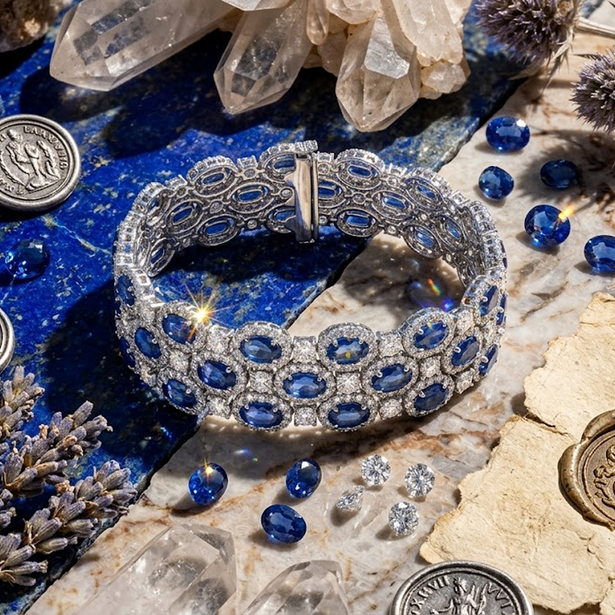 Diamond & Sapphire Stacked Bracelet