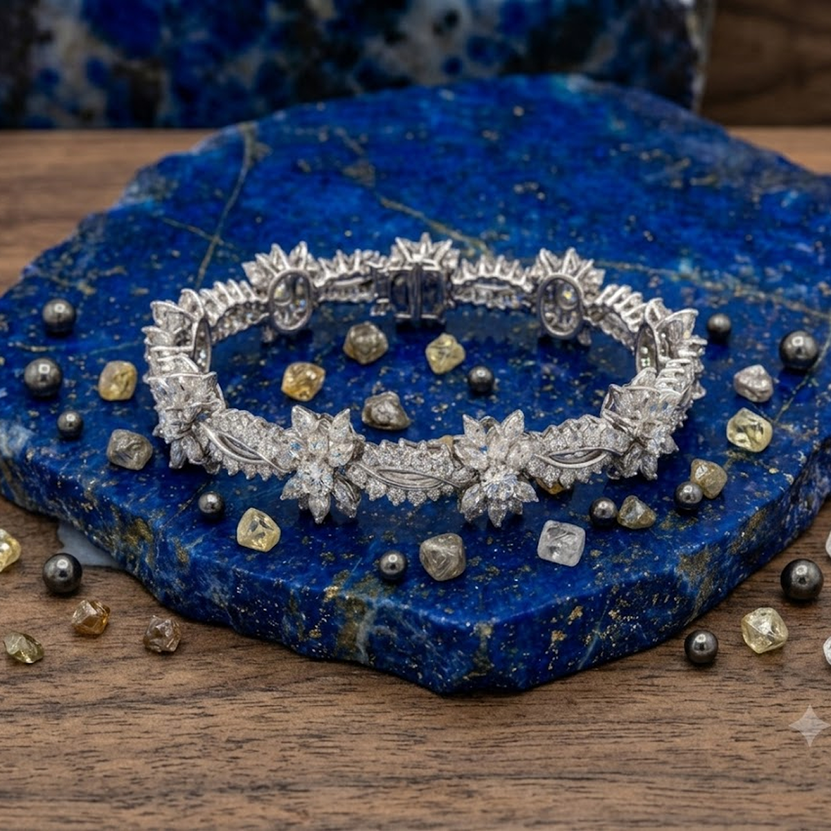 Platinum Snow Flake Cluster Diamond Bracelet