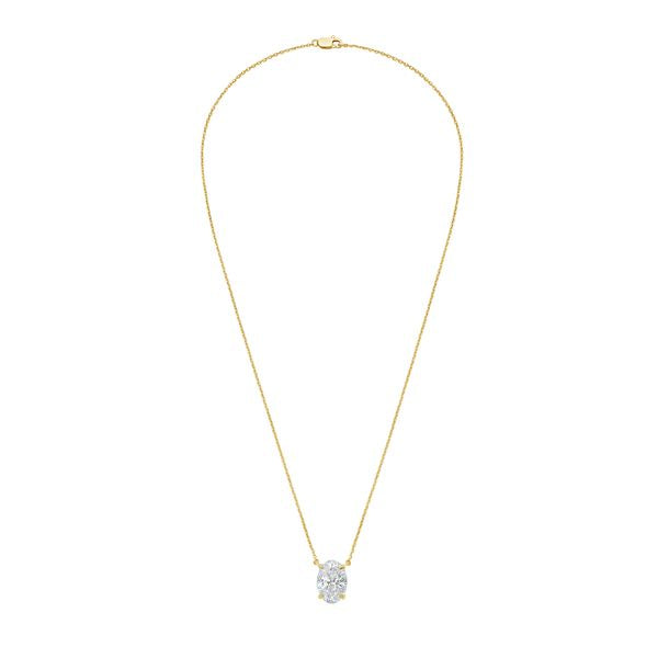 Lab-Grown Oval Diamond Solitaire Pendant Necklace, 4-Prong