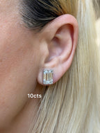 Lab-Grown Emerald Cut Diamond Studs, 14K Gold