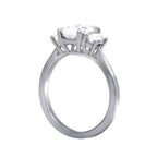 Three Stone Emerald Cut Diamond Engagement Ring, Platinum