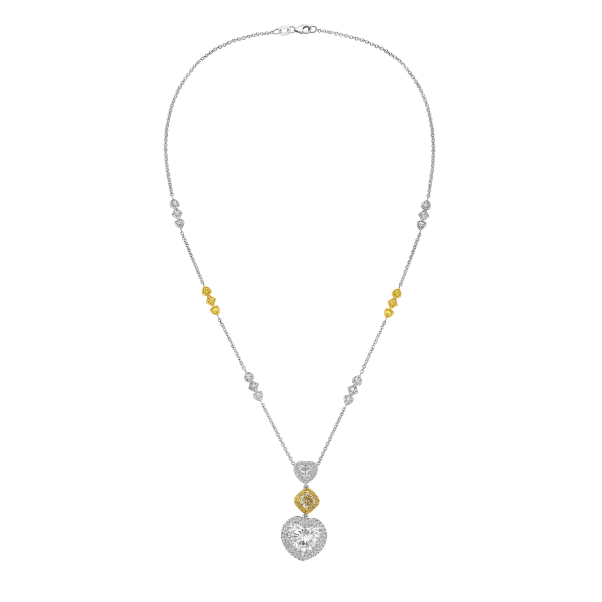 13.91ct Heart Shaped Diamond By the Yard Necklace