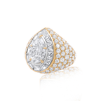 18kt Yellow Gold Pear-Shaped White Diamond Pave Ring