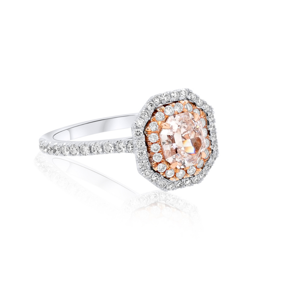 18kt Rose Gold Pink & White Diamond Engagement Ring