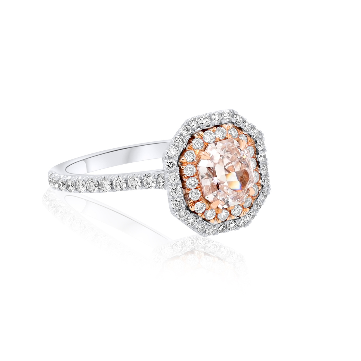 18kt Rose Gold Pink & White Diamond Engagement Ring
