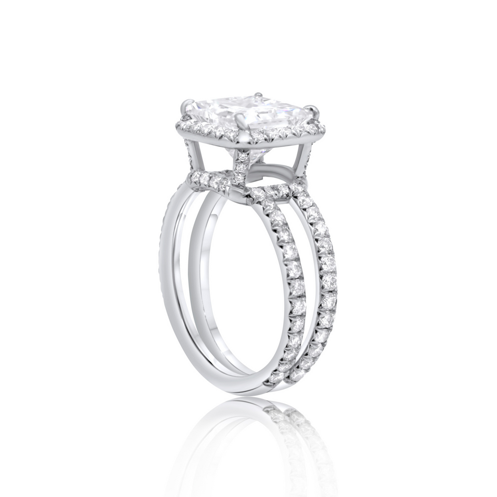 3ct Princess Cut Diamond Halo Engagement Ring