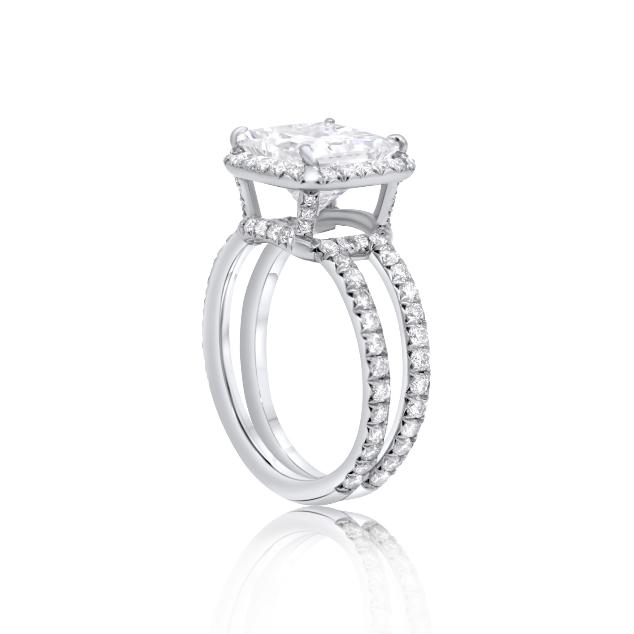 3ct Princess Cut Diamond Halo Engagement Ring