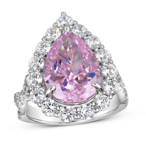 Gia Pear Shaped Cocktail Ring Argyle Pink