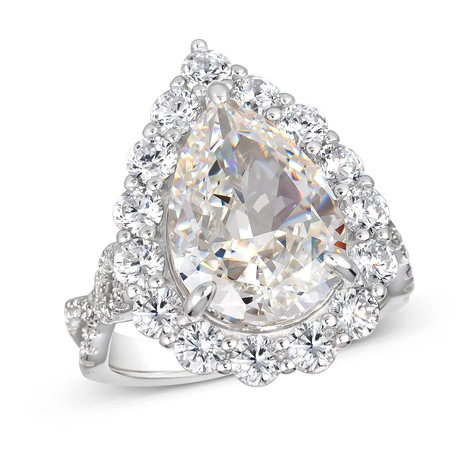 Gia Pear Shaped Cocktail Ring G/H Color Crystalline