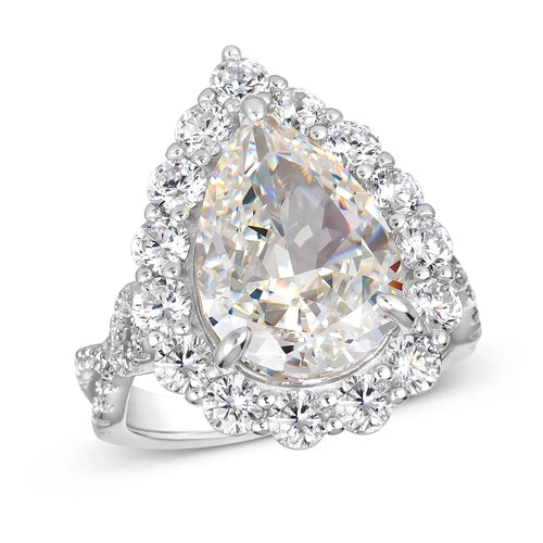 Gia Pear Shaped Cocktail Ring G/H Color Crystalline