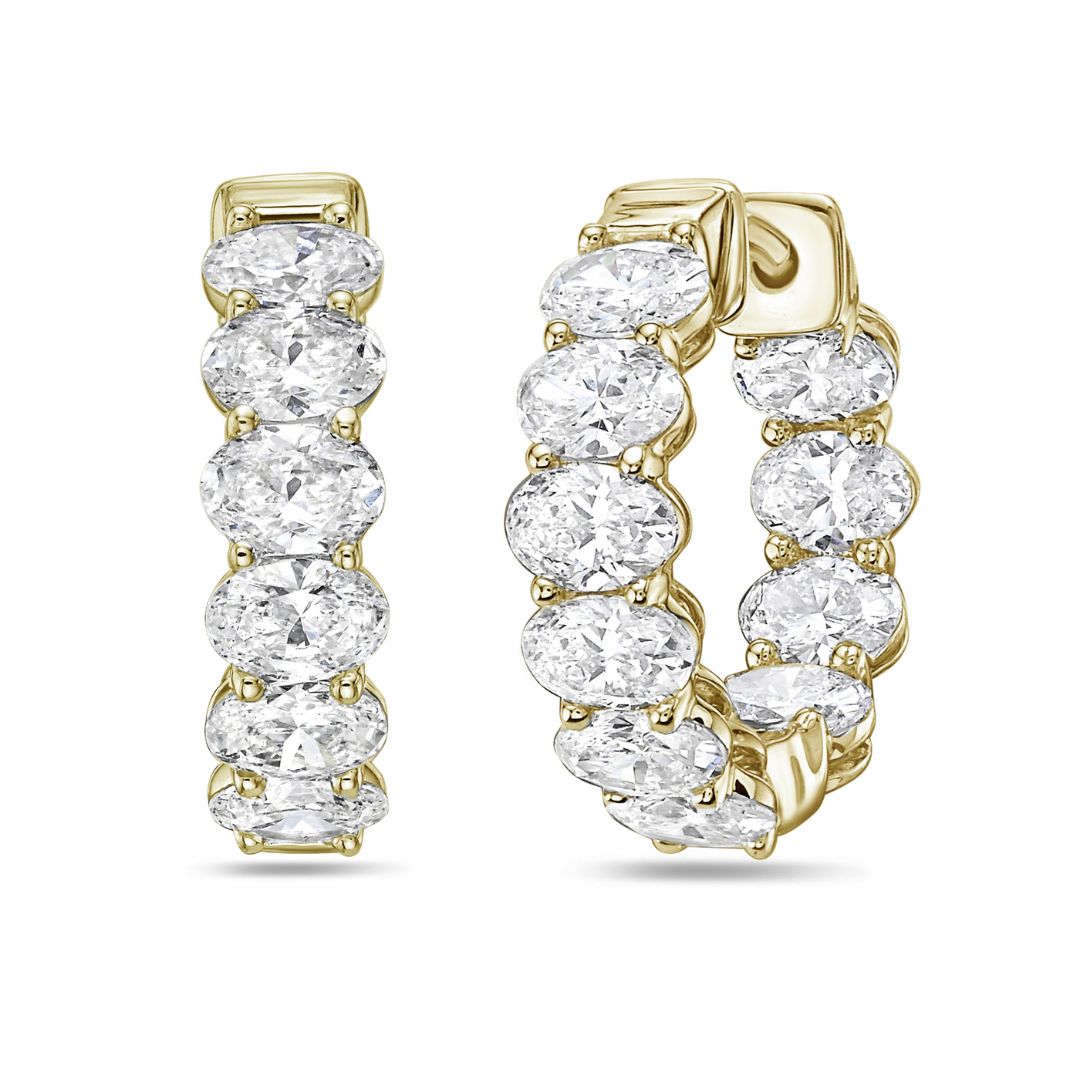 Lab Grown Oval Diamond Hoop Earrings - 0.75"