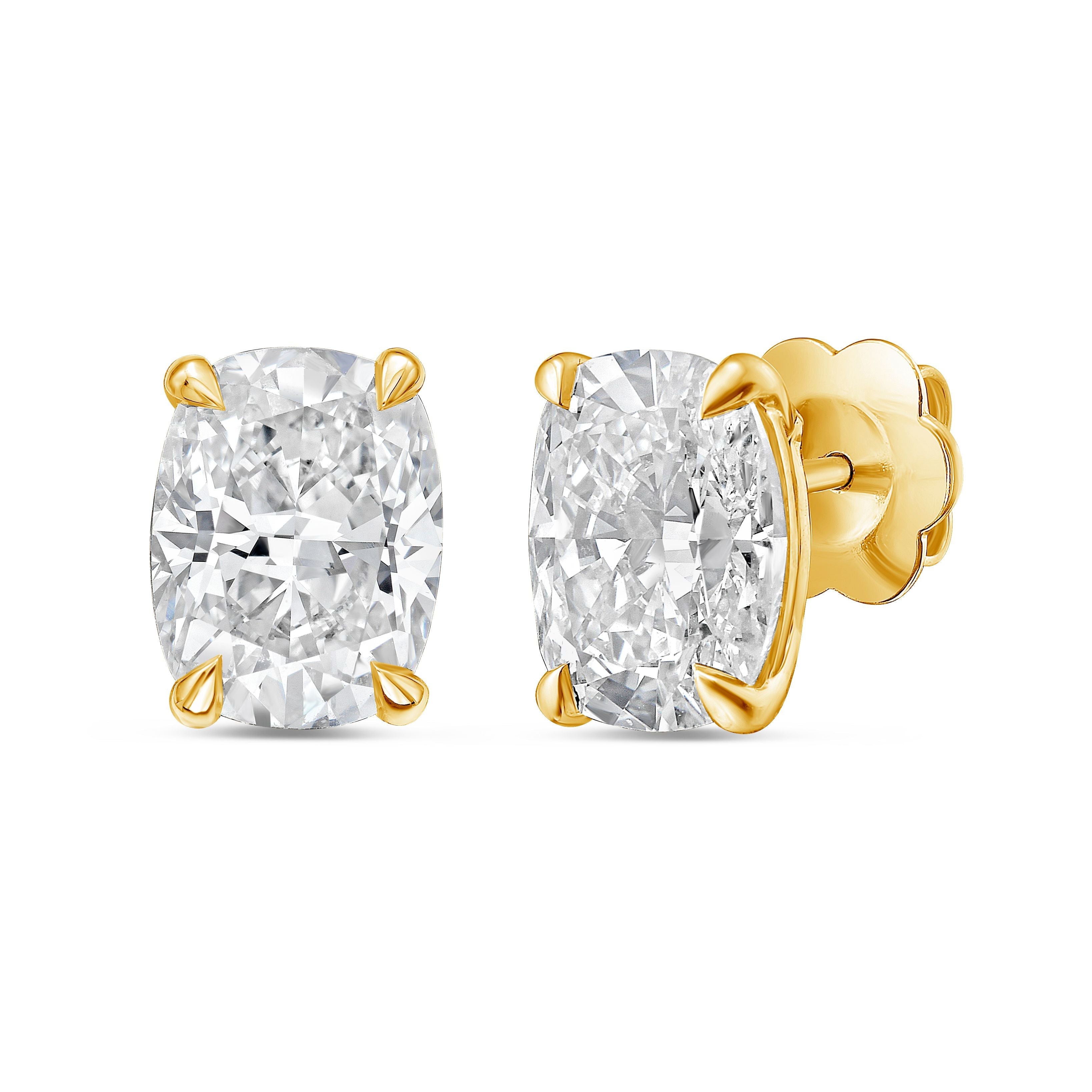Lab Grown 4 Prong Cushion Diamond Stud