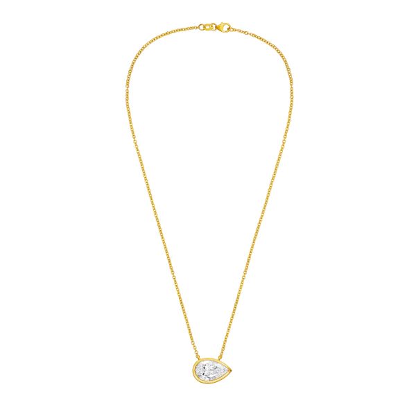 Lab Grown Pear Diamond Bezel Pendant