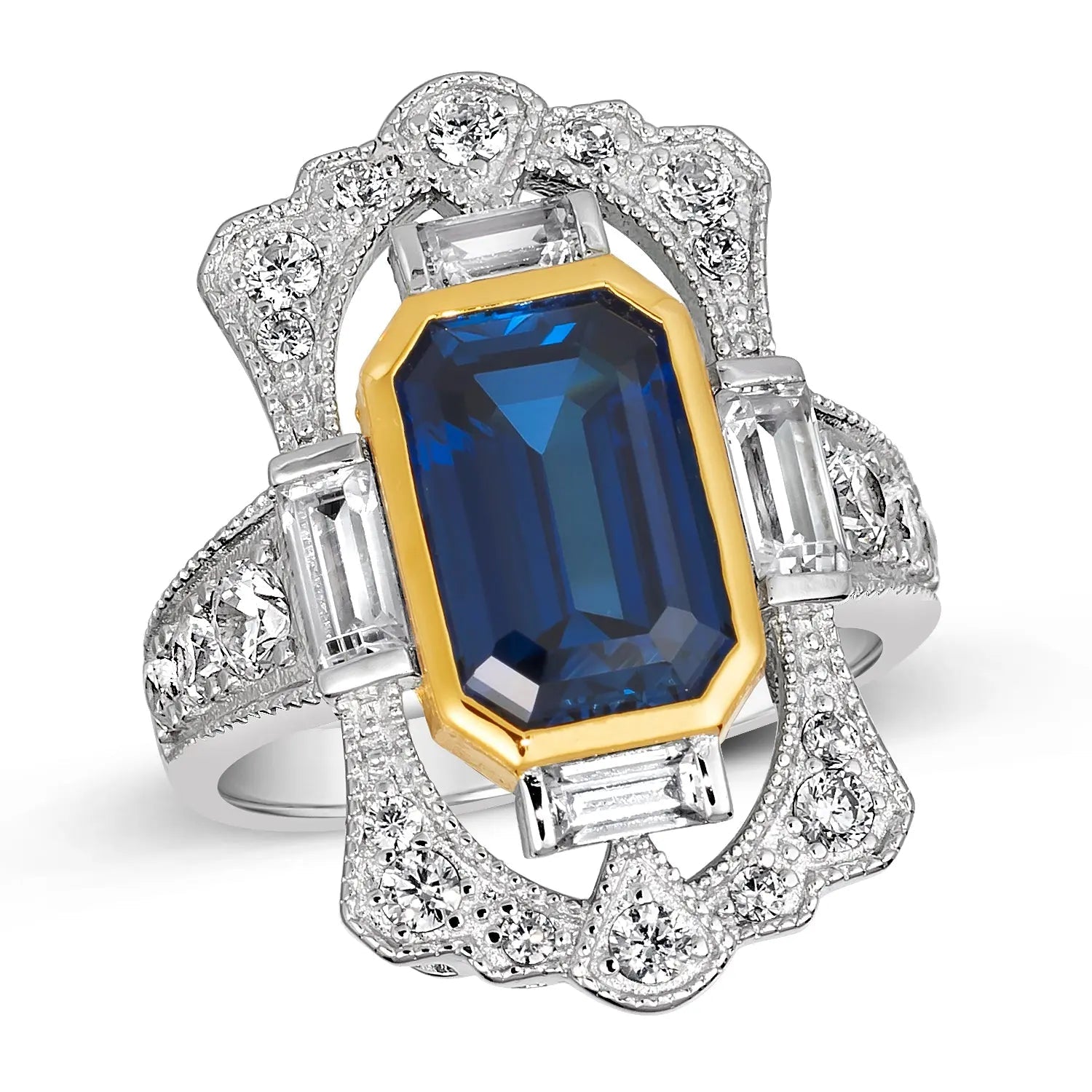 Great Gatsby Vintage Ring Blue Sapphire