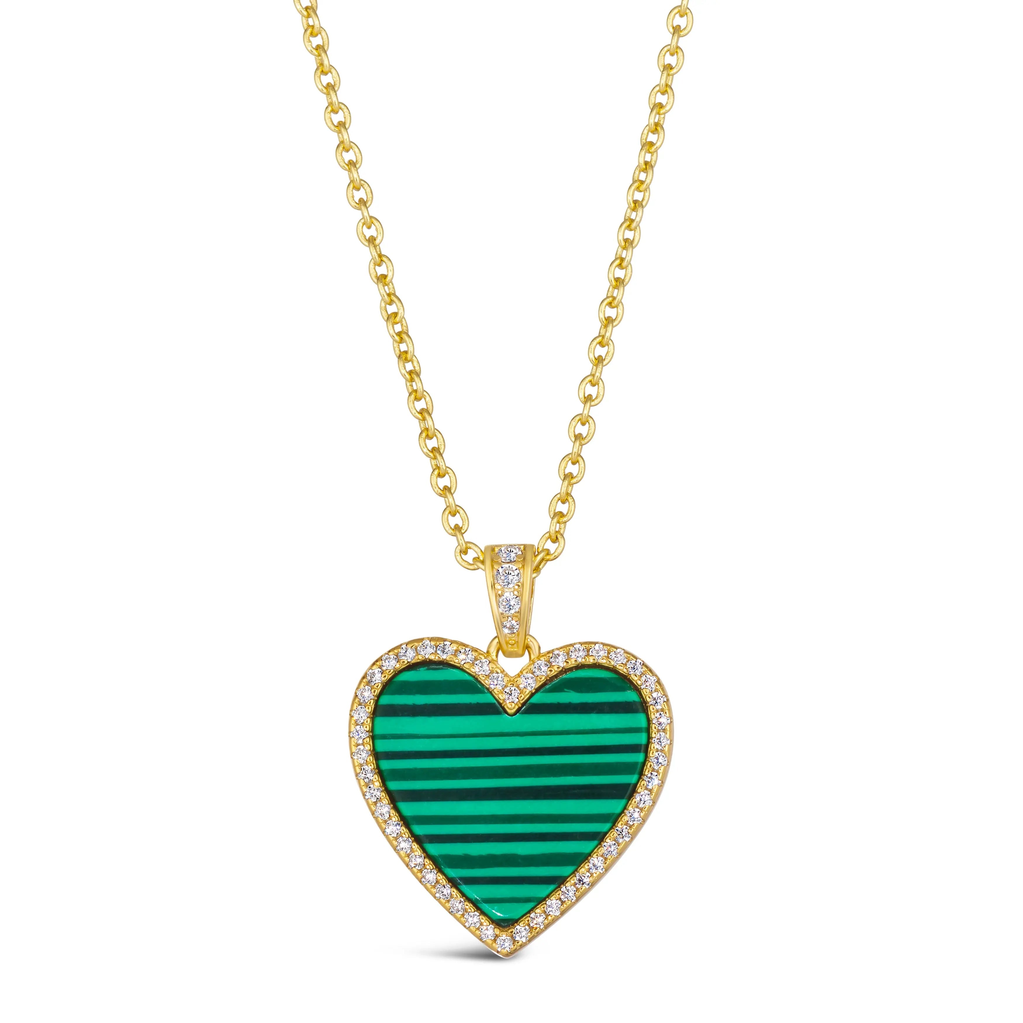 Green Malachite Heart Necklace