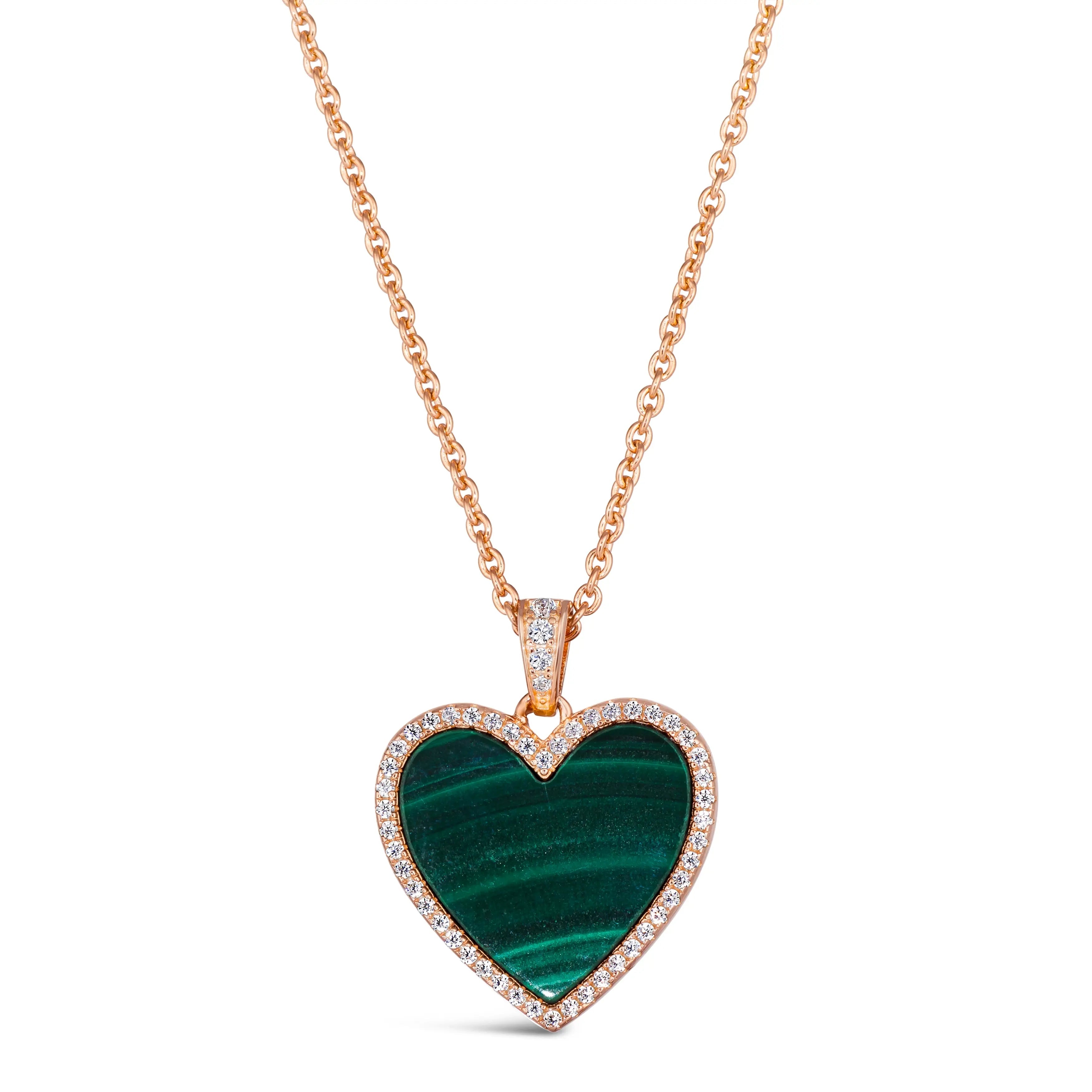 Green Malachite Heart Necklace
