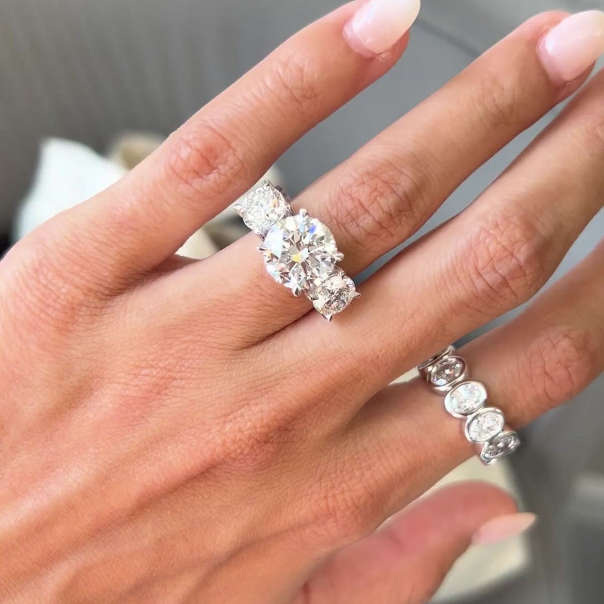Lab-Grown Three Stone Round Brilliant Diamond Engagement Ring