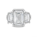 Lab-Grown Emerald Cut Bezel Ring with Cadillac Sides, 18K Gold