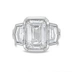 Lab-Grown Emerald Cut Bezel Ring with Cadillac Sides, 18K Gold