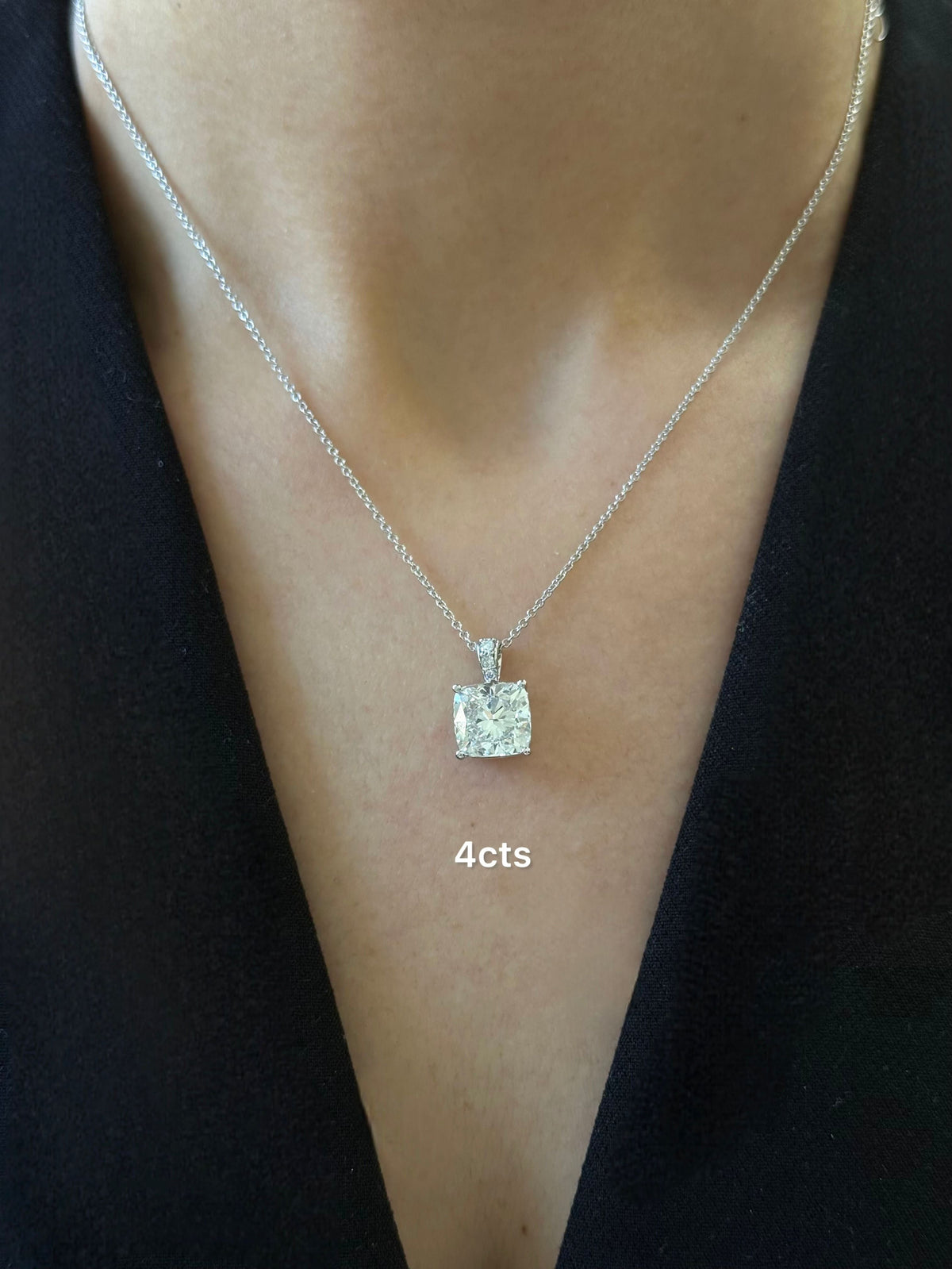 Lab-Grown Cushion Diamond Pendant with Diamond Bail