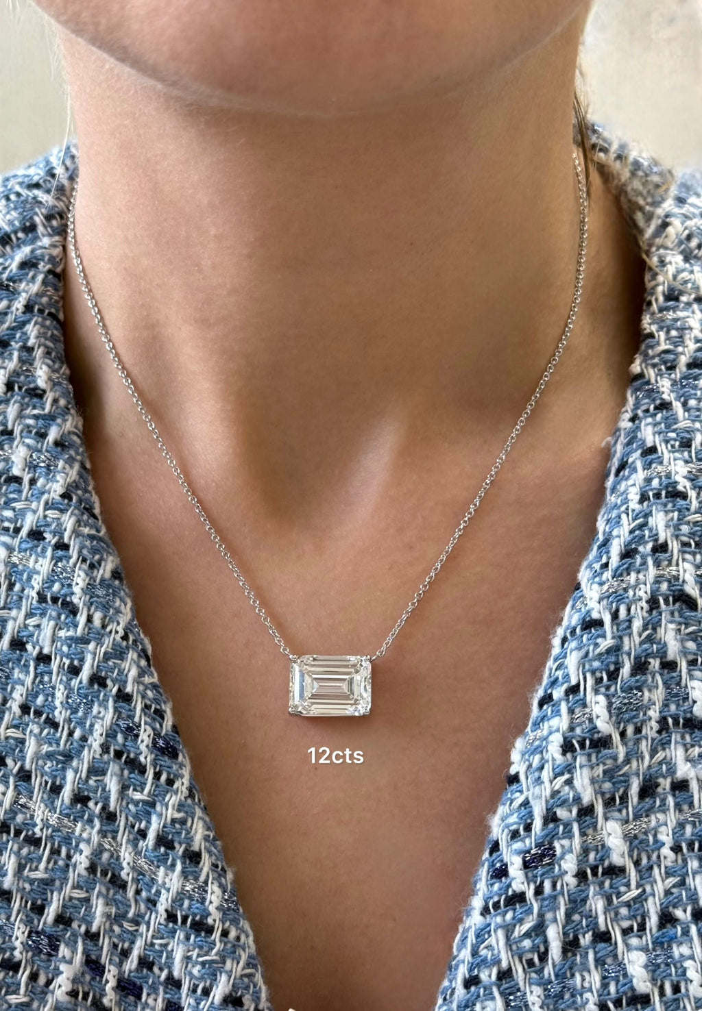 Lab Grown Diamond East-West Emerald Diamond Pendant