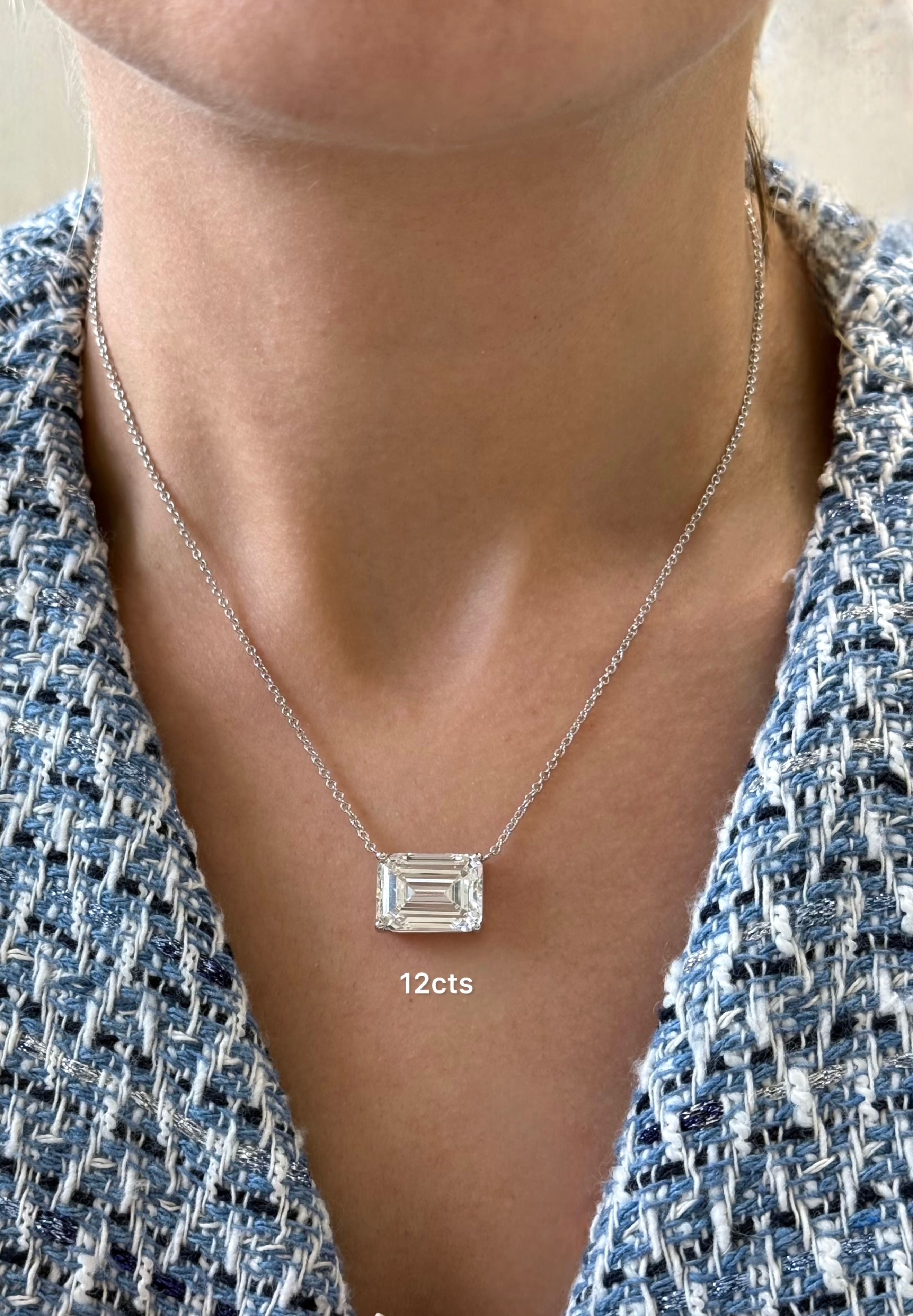 Lab Grown Diamond East-West Emerald Diamond Pendant
