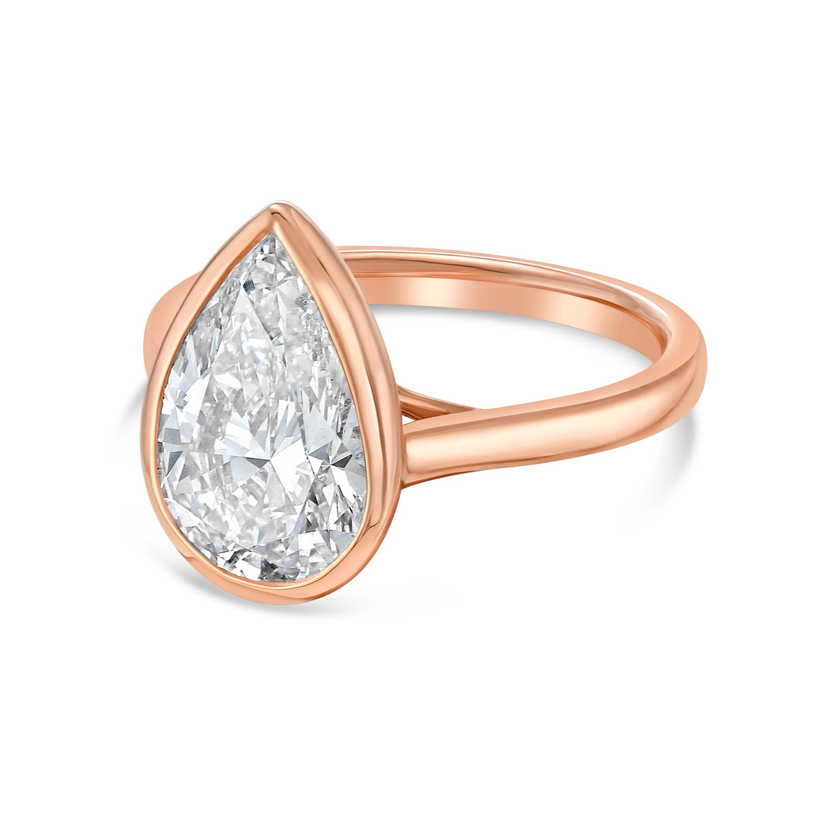 Lab-Grown Pear Bezel Engagement Ring