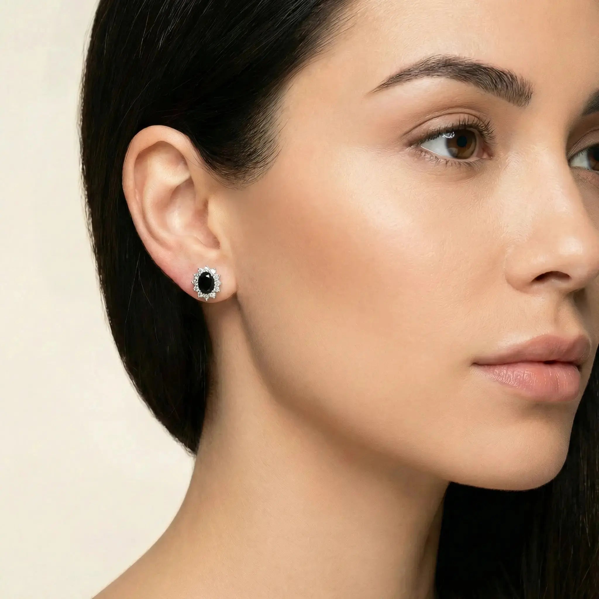 Halo Gem Earrings in Black Diamond by AZ Essentials