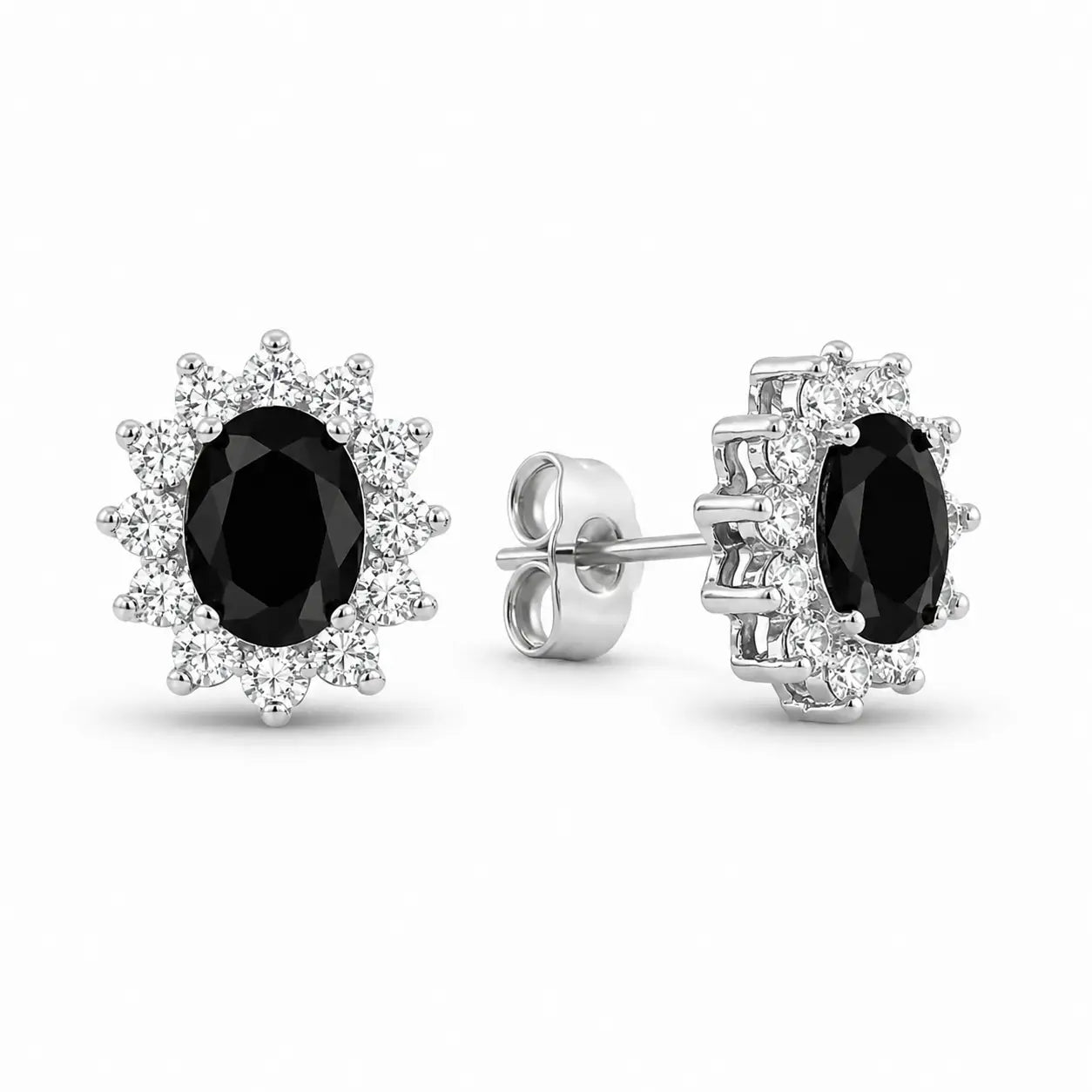 Halo Gem Earrings in Black Diamond by AZ Essentials
