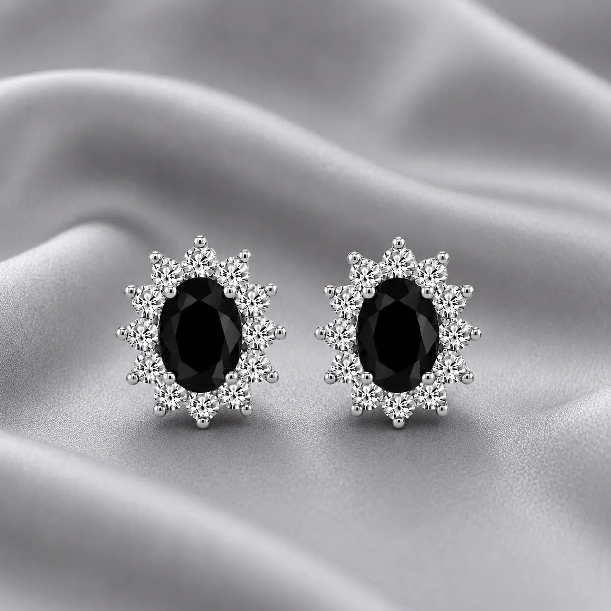 Halo Gem Earrings in Black Diamond by AZ Essentials