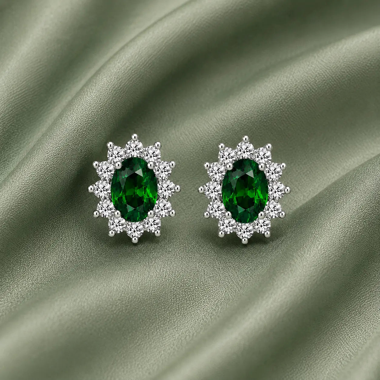 Halo Gem Earrings in Emerald by AZ Essentials