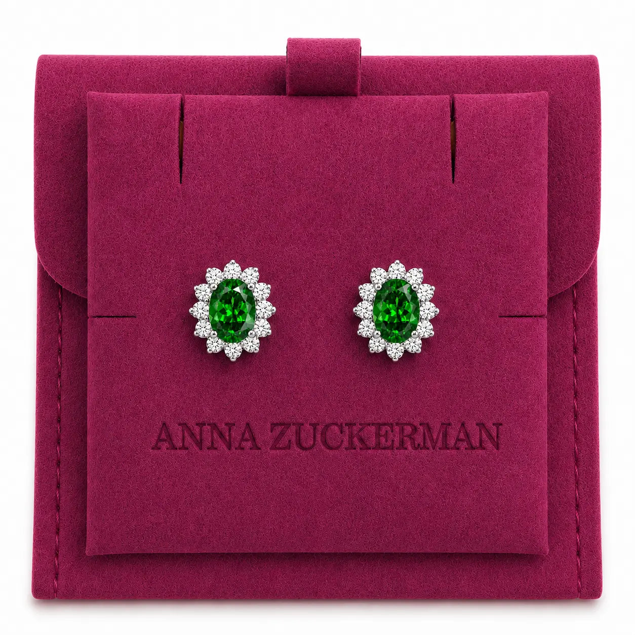 Halo Gem Earrings in Emerald by AZ Essentials
