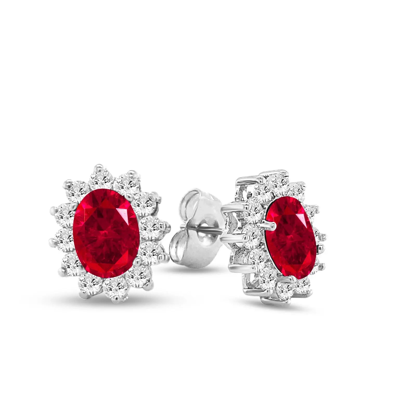 Halo Gem Earrings in Ruby by AZ Essentials