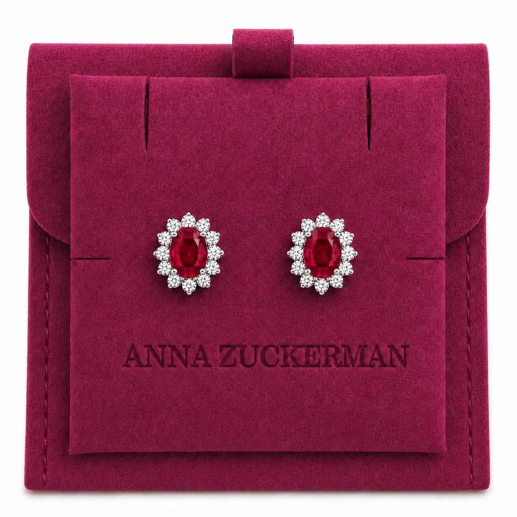 Halo Gem Earrings in Ruby by AZ Essentials