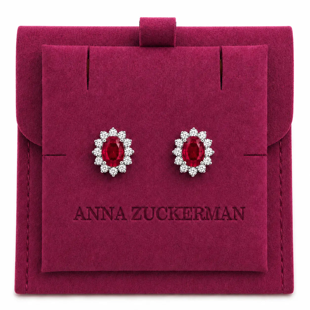 Halo Gem Earrings in Ruby by AZ Essentials