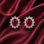 Halo Gem Earrings in Ruby by AZ Essentials