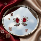 Halo Gem Earrings in Ruby by AZ Essentials